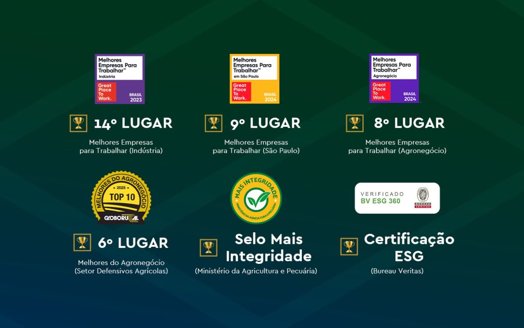 Prêmiações Ourofino Agrociência - selos e conquistas